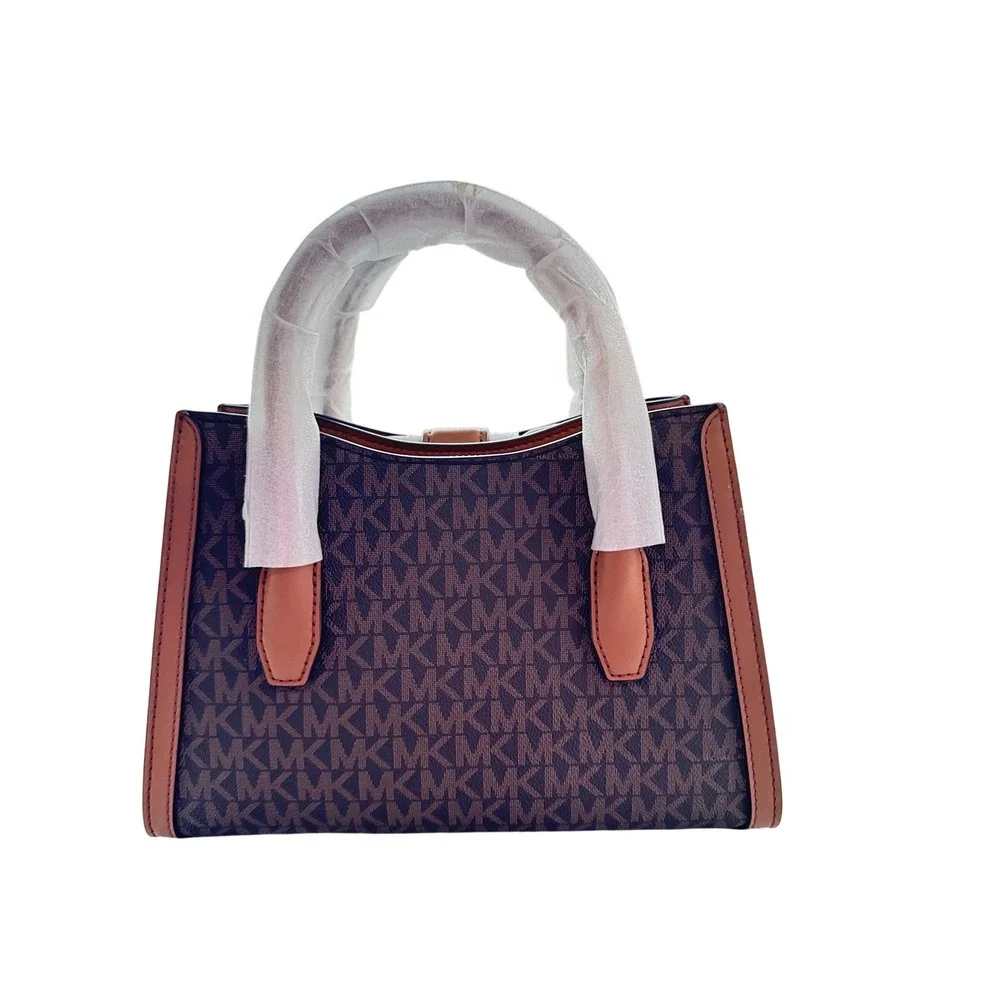 Michael Kors Brown Signature Logo Small Satchel Bag with‎ crossbody strapNWT
